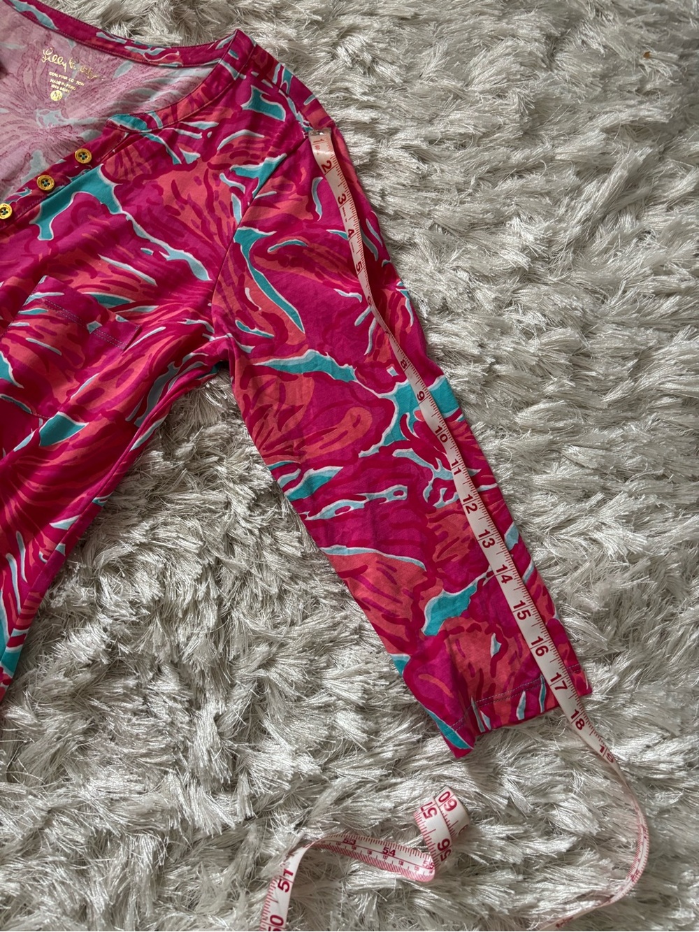 Make offer! Lilly Pulitzer Pink Red Floral Long Sleeve Shift Dress Medium - Picture 6 of 7